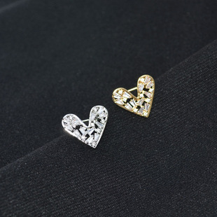 领针别针防走光扣衣服迷你胸花女开衫 锆石爱心小胸针时尚 扣针配饰