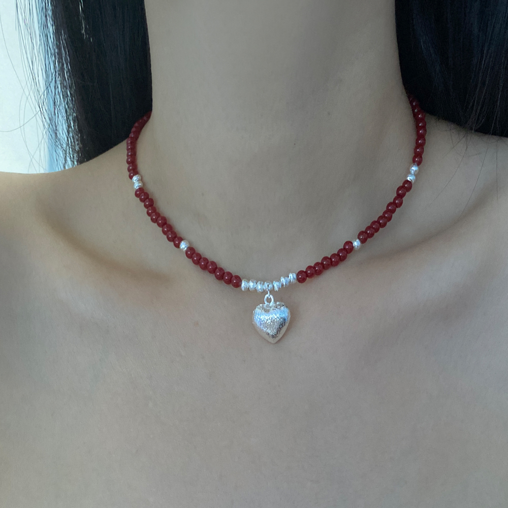 金属串珠女红珍珠爱心项链锁骨链