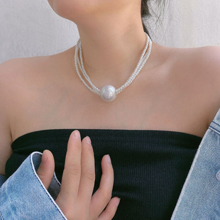 日韩时尚串珠多层大珍珠项链气质春夏新款叠戴锁骨链礼服颈链配饰