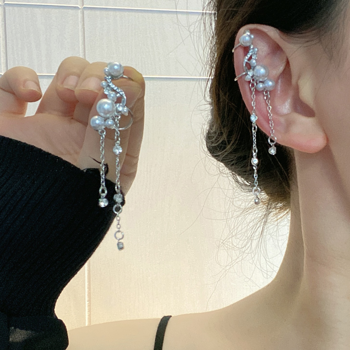 耳夹耳骨夹流苏珍珠无耳洞潮耳饰