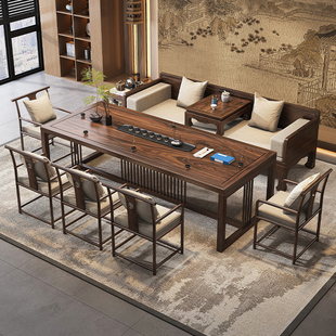罗汉床茶桌椅组合胡桃木宋氏美学实木沙发泡茶台办公茶室禅意茶桌