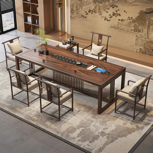罗汉床茶桌椅组合胡桃木宋氏美学实木沙发泡茶台办公茶室禅意茶桌