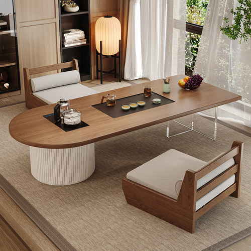 实木新中式高端大板茶桌椅组合