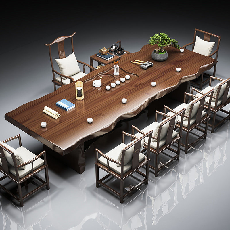 大板3米实木茶桌现代简约茶台新中式禅意办公室喝茶泡茶桌椅组合,住宅家具,茶几,淘宝优惠券,粉丝福利购,淘宝优惠卷