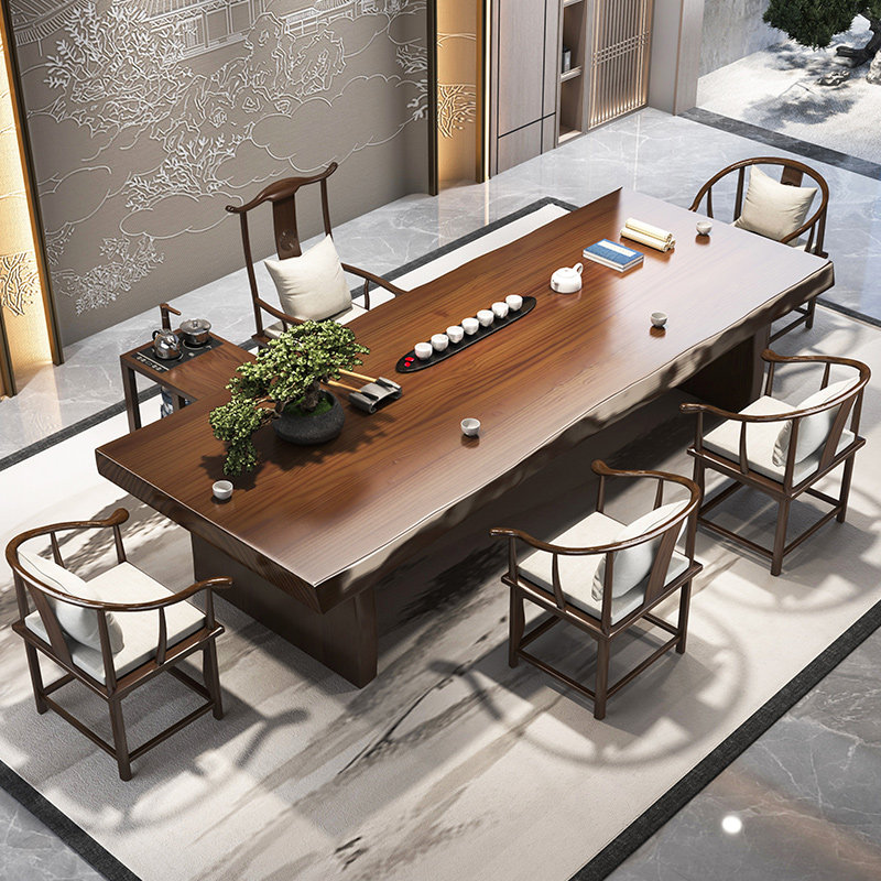 茶桌套装新中式家用客厅大板实木茶台茶室茶道极简风喝茶桌椅组合