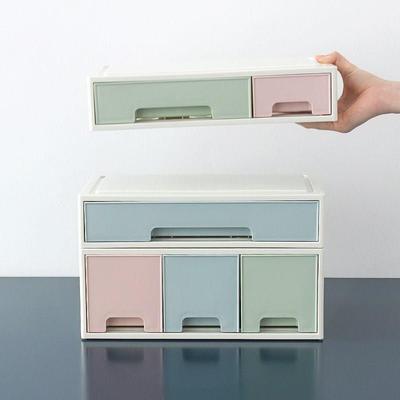收纳盒 抽屉式 横宽型抽屉式桌面整理办公室桌上多层杂物置物盒.