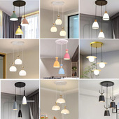 北欧餐厅吊灯三头现代简约奶油风家用饭桌氛围感艺术个性 高级吊灯