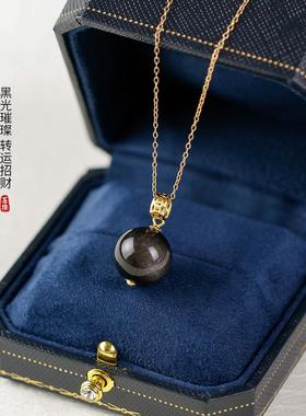 天然黑曜石锁骨链轻奢小众吊坠
