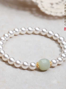 小众设计和田玉手串珍珠手链