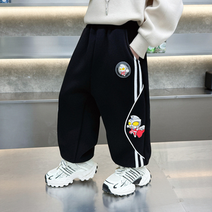 奥特曼男童加绒裤子2025新款秋冬季儿童加厚运动裤宝宝一体绒卫裤