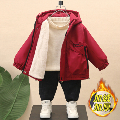 时尚顽童加绒夹棉冬季连帽外套