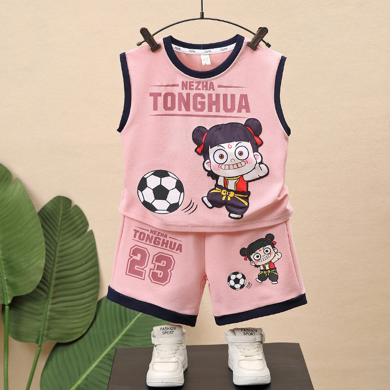 男童夏季套装2026新款儿童篮球服背心男宝宝薄款夏装无袖哪吒衣服