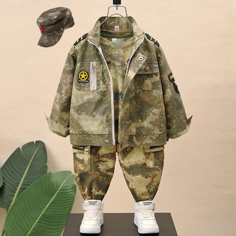 儿童迷彩服套装夏季男童特种兵军训服小学生春秋运动会女童演出服