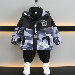 儿童冲锋衣男童加厚外套春秋装2026新款三合一可拆卸加绒宝宝上衣