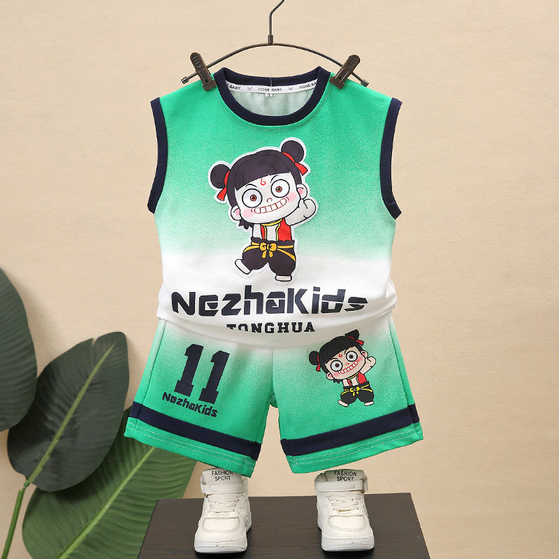 哪吒男童夏装套装2026新款帅气宝宝无袖儿童背心短裤夏季运动衣服