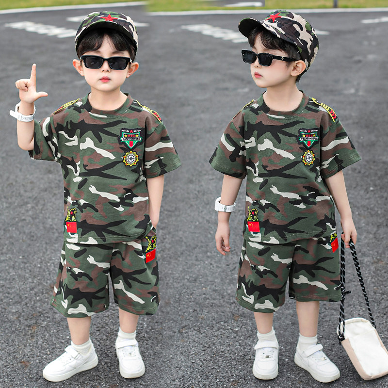儿童迷彩服套装夏季男童运动短袖特种兵衣服男孩夏装幼儿园演出服