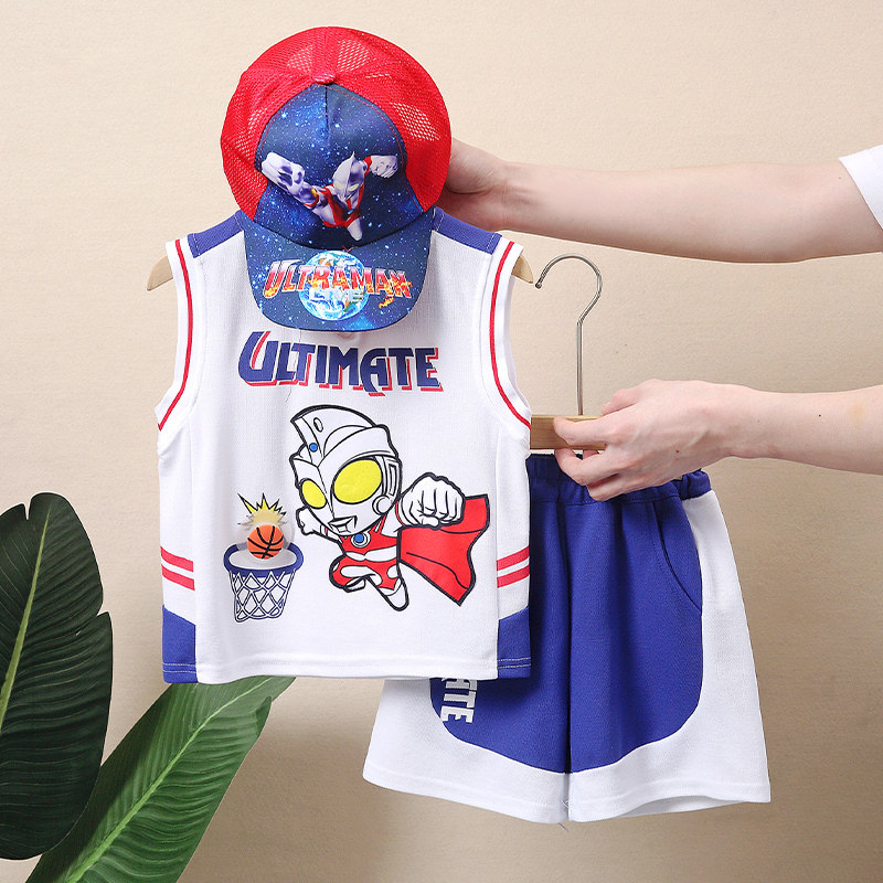 奥特曼男童夏装套装2026新款儿童夏季背心两件套宝宝无袖运动衣服