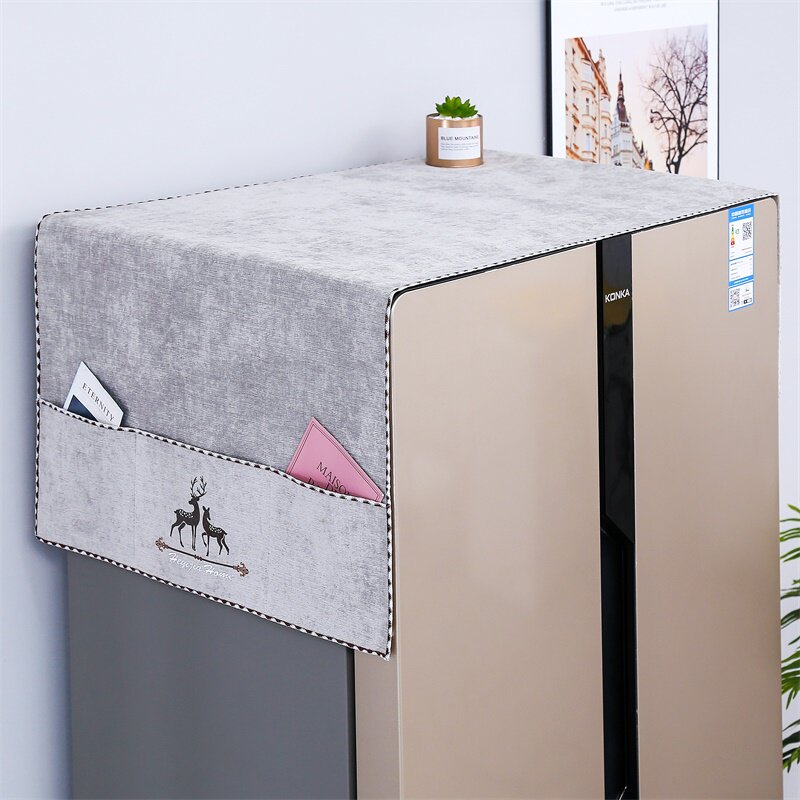 双对开门冰箱盖布单开门冰箱罩防尘罩布艺家用防晒防尘洗衣机盖巾