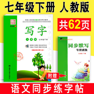 初中写字字帖七年级下册 人教版RJ 李放鸣 楷书正楷中学生成人钢笔练字帖 笔墨先锋 7年级下册语文教材同步硬笔书法辅导练习册书籍