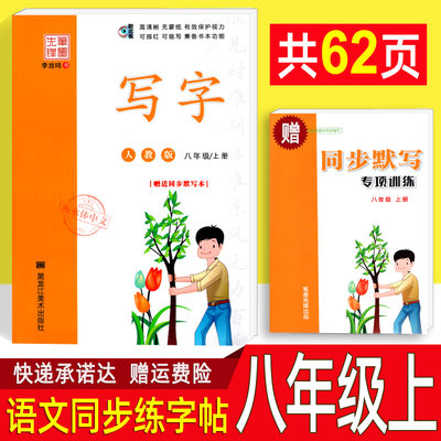 初中生写字练字帖八年级上册 人教版RJ李放鸣中学生硬笔书法练习 钢笔楷书正楷成人语文教材同步人教版 笔墨先锋 写字 8年级/上册