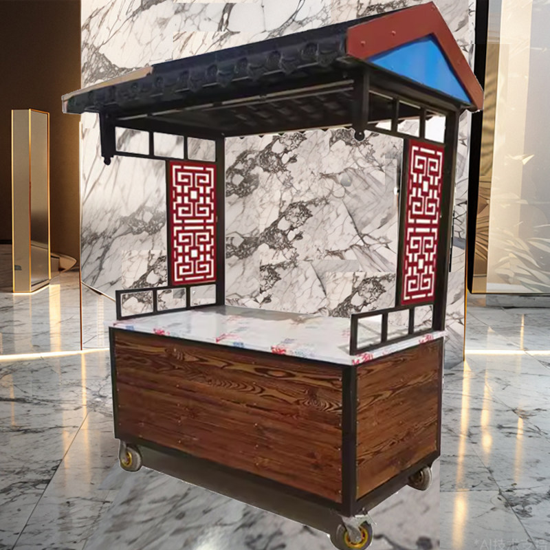 仿古小吃车多功能油炸关东煮景区夜市早餐车凉皮烤鸭冰糖葫芦栗子