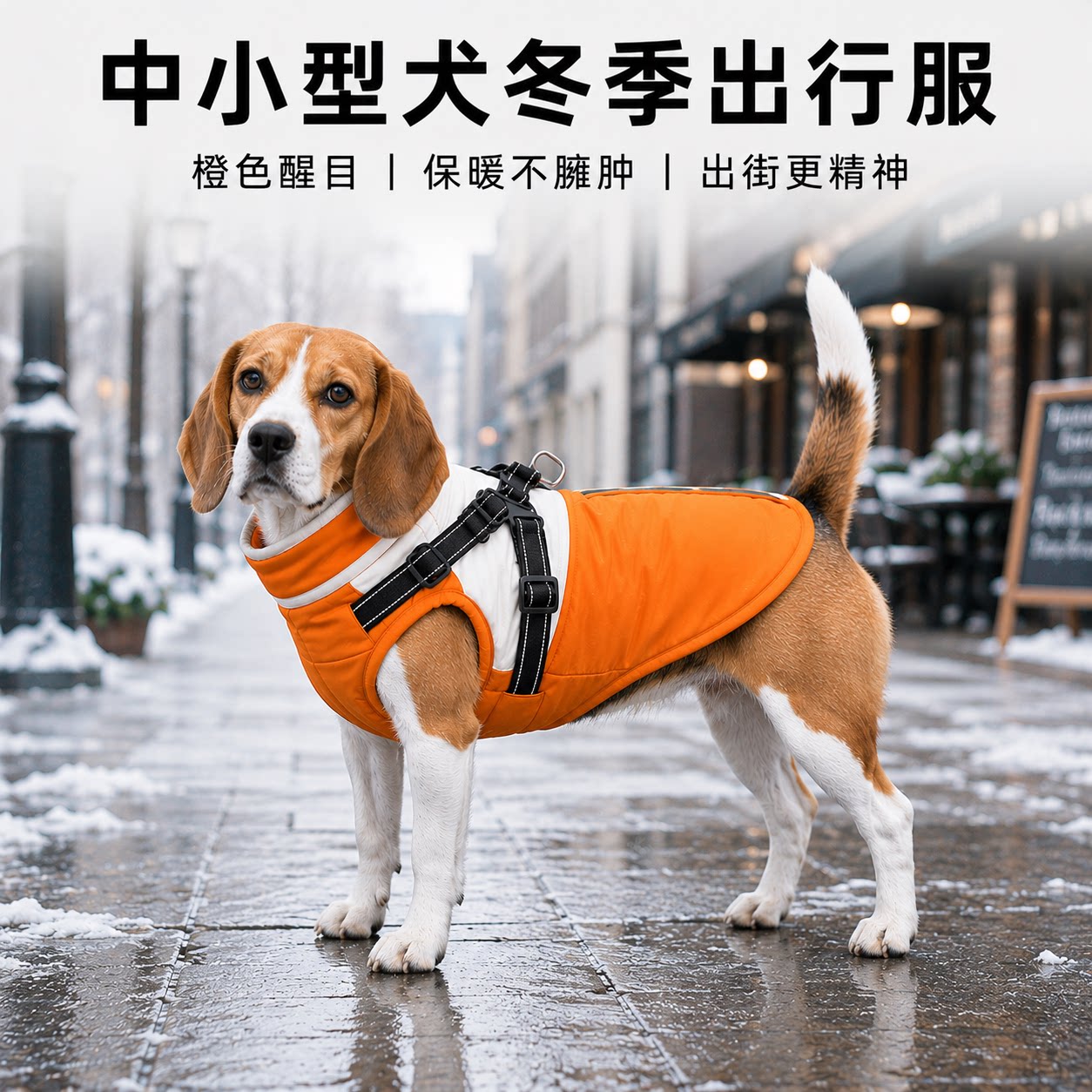 小狗比格秋冬棉衣拼色加绒保暖牵引防泼水刚毛猎狐梗西高地雪纳瑞