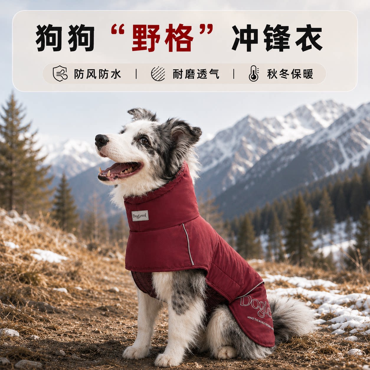 边牧冬季户外冲锋衣防风保暖防脏防水金毛拉布拉多哈士奇德牧秋田