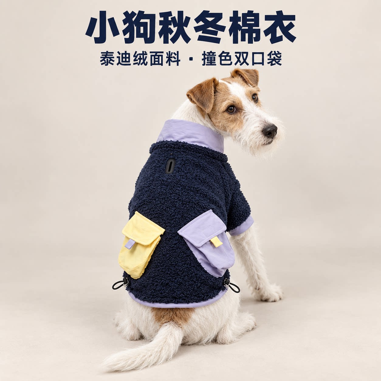 秋冬杰克罗素梗复古棉衣加绒保暖防风收纳比熊西高地柴犬雪纳瑞