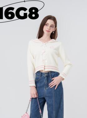 N6G8学院风海军领蝴蝶结毛衣