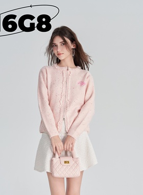 N6G8 彩虹糖豆甜美粉色波点毛衣女