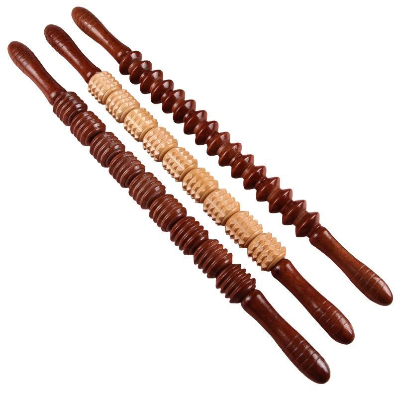 木质经络瑜伽棒滚轮棒背部腰部全身按摩锤棒捶腿腹肩颈椎部按摩器