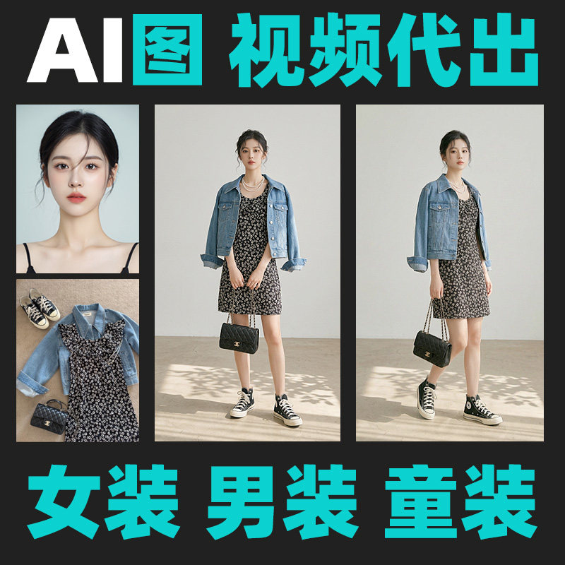 AI电商服装带货上身模特图片视短视频制作