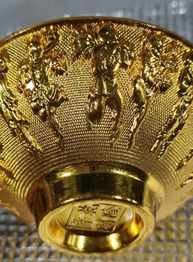 仿古纯铜金银百子图碗中国风客厅工艺品摆件