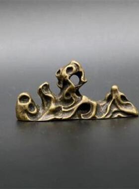 纯铜山形笔架实心黄铜假山型迷你小笔架文房用品桌面摆件创意镇纸