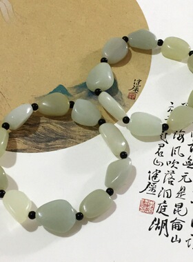 油润和田玉白玉籽料原石红皮手链玉手串白玉手链男女款