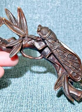 复古鎏金老铜知竹足常乐竹报平安节节高升一鸣惊人桌摆件茶台茶宠