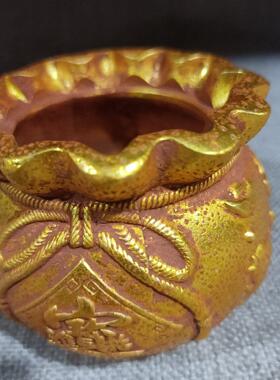 聚宝盆钱袋金色钱袋子进宝存钱罐福袋客厅中式家居装饰品摆件