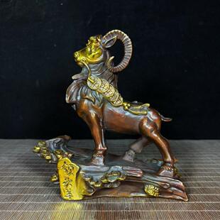 复古纯铜鎏金进宝领头羊生肖羊生日礼物送礼工艺品
