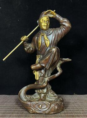 复古纯铜鎏金孙悟空齐天大圣斗战胜佛孙行者国风客厅摆件