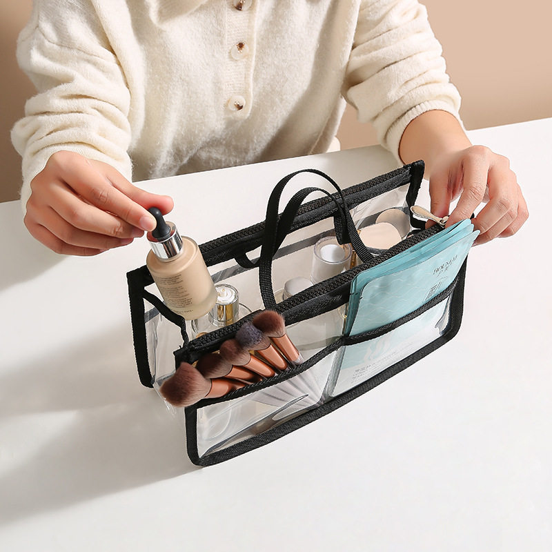 亚马逊EVA多功能透明包中包 手提防水洗漱收纳包 双拉链化妆包袋