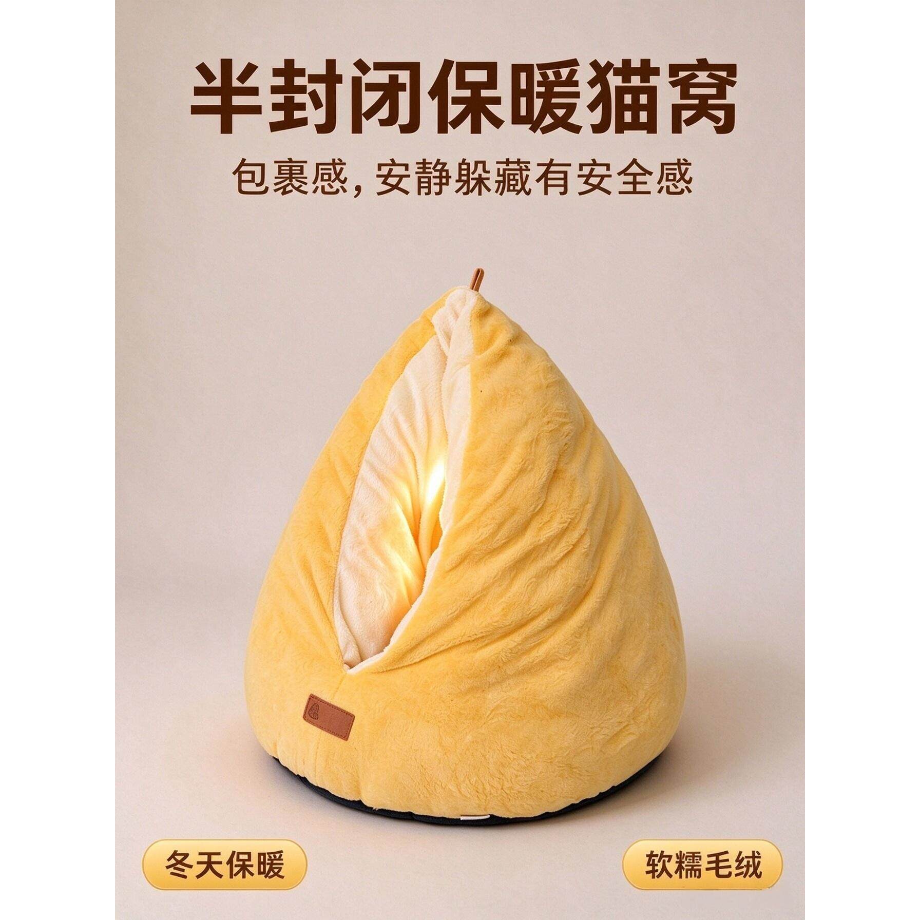 半封闭超柔软鸡屁股猫窝粽子加厚睡袋猫咪猫窝保暖安全感冬季猫窝