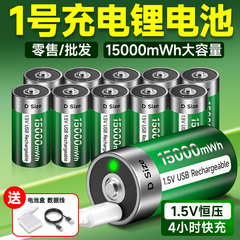 星威1号2号充电电池USB/TYPE-C直充电池可充电DC型大容量1.5V锂电恒压快充燃气灶热水器电池