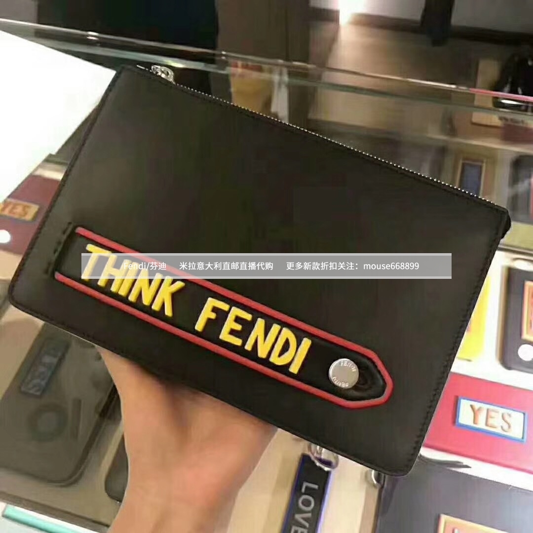 FENDI/·ÒµÏ THINK ºÚɫȫƤײɫ×ÖĸÀÁ´ÄÐŮʿÊÖÄðüÊÖ²å°ü
