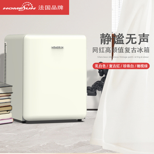HOMESUN静音复古小冰箱家用卧室宿舍小型迷你化妆品美妆冷藏冰箱