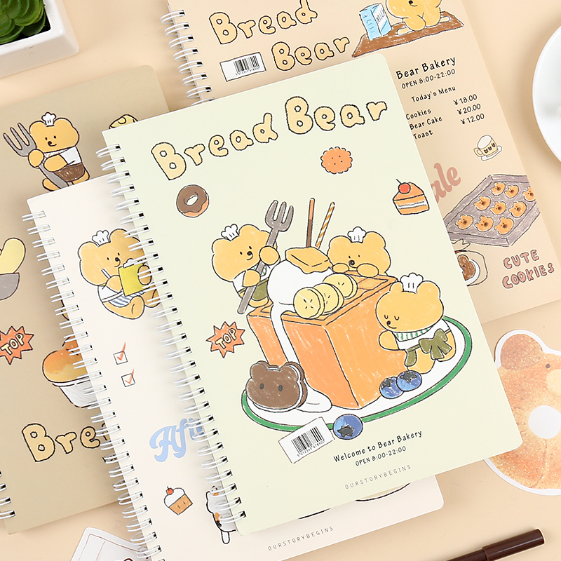 初品面包小熊侧翻线圈本笔记本