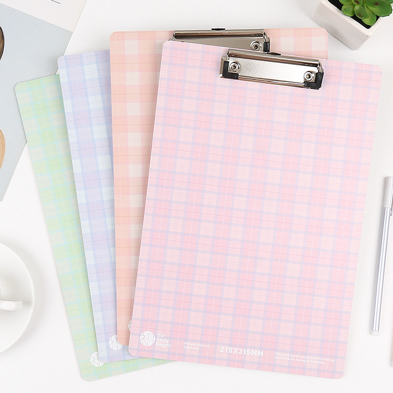 初品/你好春天 木板夹 苏格兰纹创意唯美清新书写垫写字板文件夹酒店
