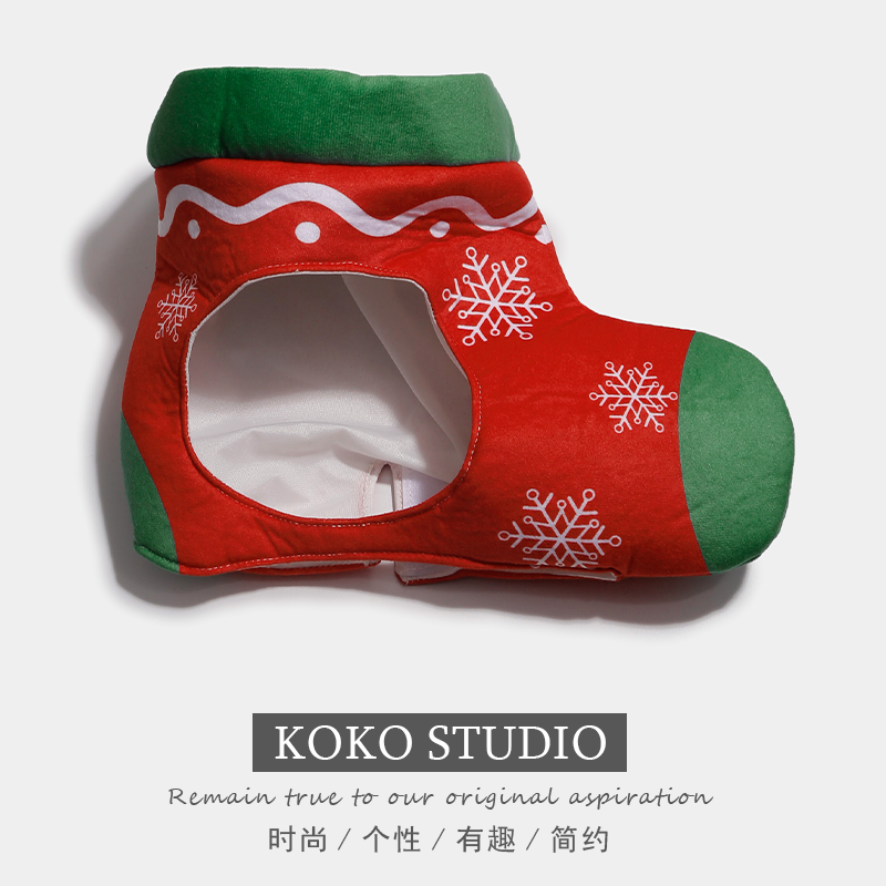 圣诞节头饰袜子头套儿童圣诞装饰成人搞怪女拍照圣诞派对帽子道具