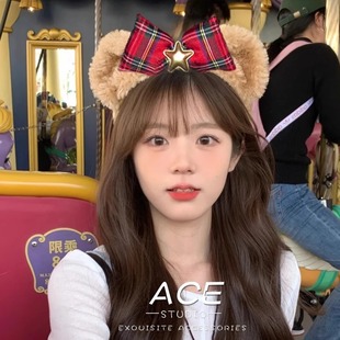 迪士尼发箍达菲熊生日帽头饰女可爱圣诞雪莉玫头箍游乐园拍照发卡