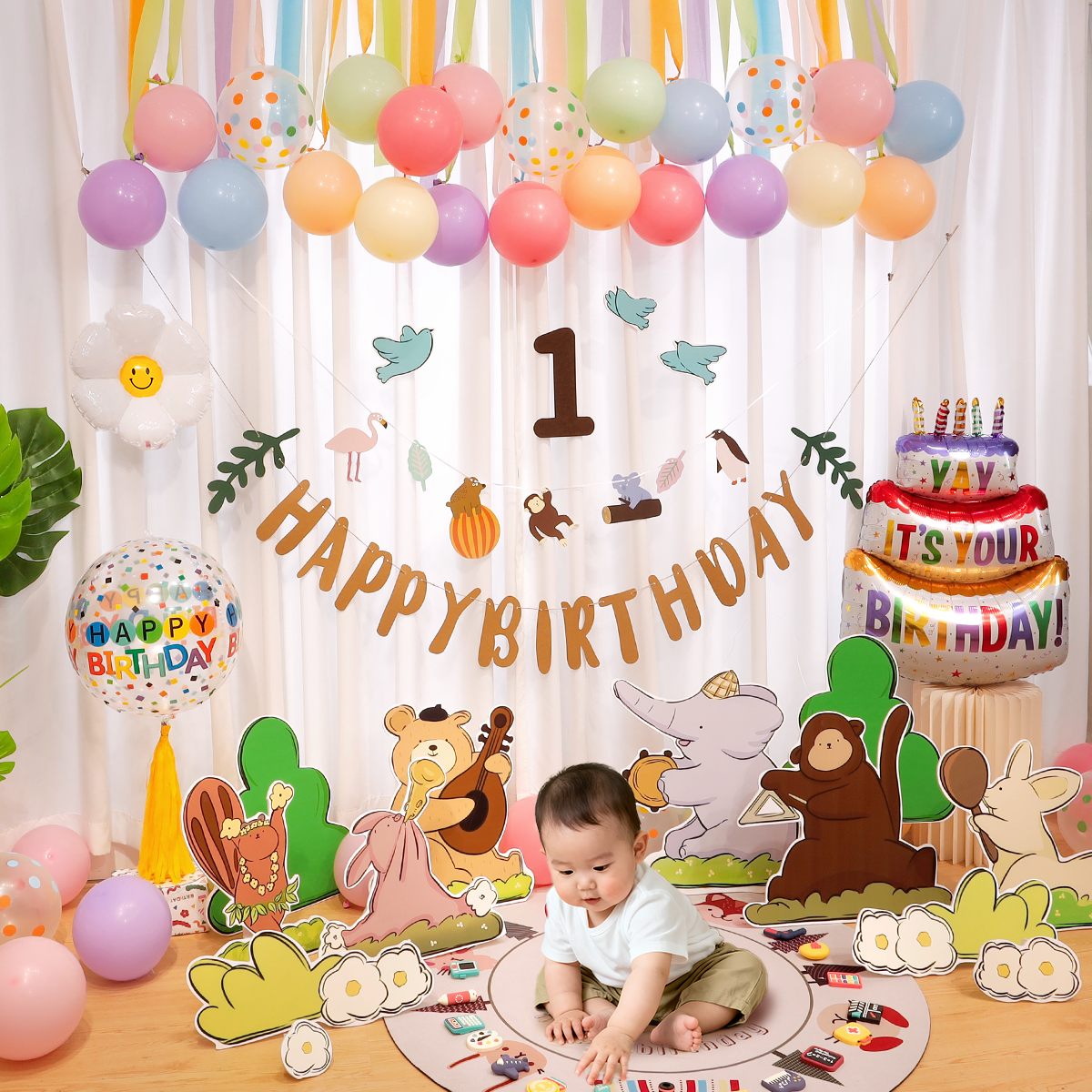 宝宝周岁生日布置场景装饰气球抓周礼仪氛围感拍照道具kt板背景墙,节庆用品/礼品,装扮布置套餐,淘宝优惠券,粉丝福利购,淘宝优惠卷