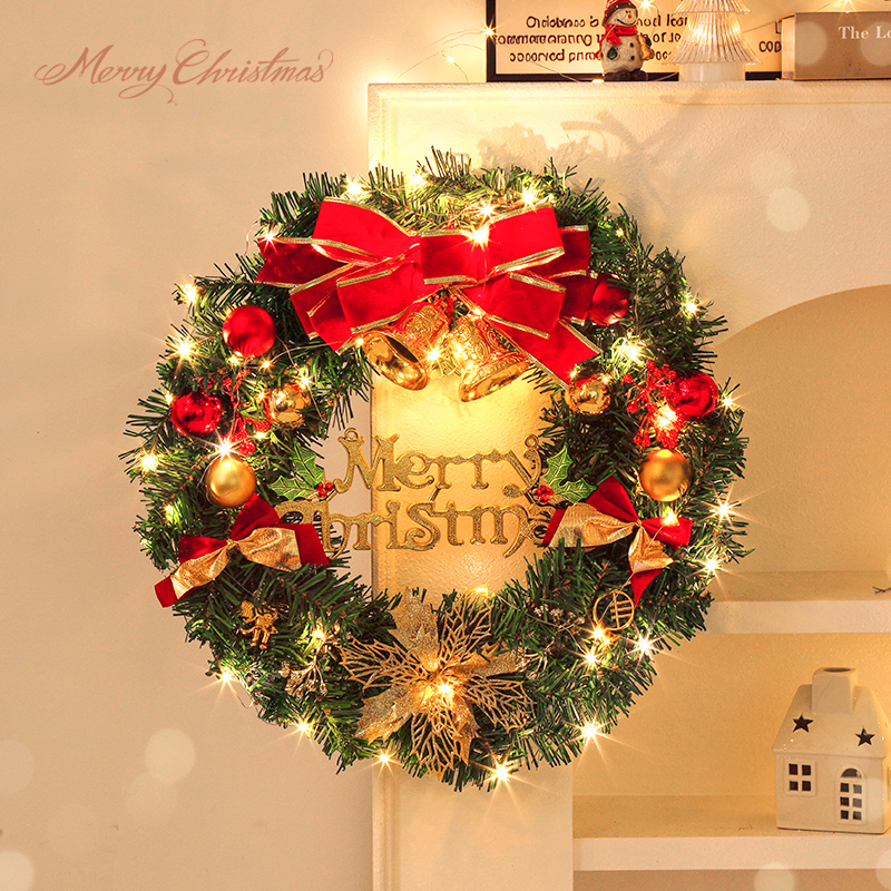 圣诞节装饰品圣诞花环门挂家用橱窗树圈氛围场景布置饰吊饰创意